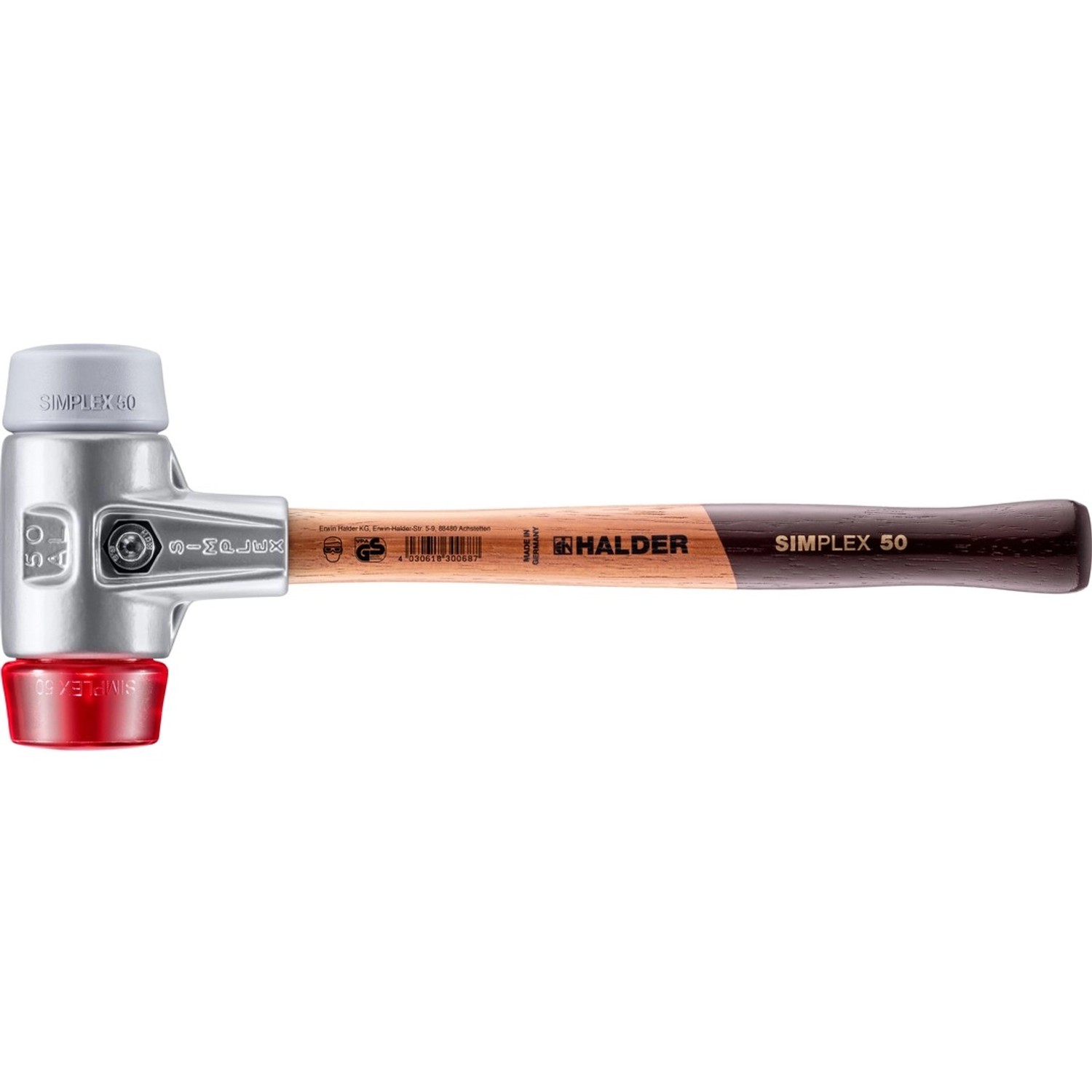 Halder Simplex Schonhammer Ø 50 mm TPE-mid Grau Plastik Rot mit Aluminiumgehäuse Halder Simplex Schonhammer Ø 50 mm TPE-mid Grau Plastik Rot mit Aluminiumgehäuse von Halder