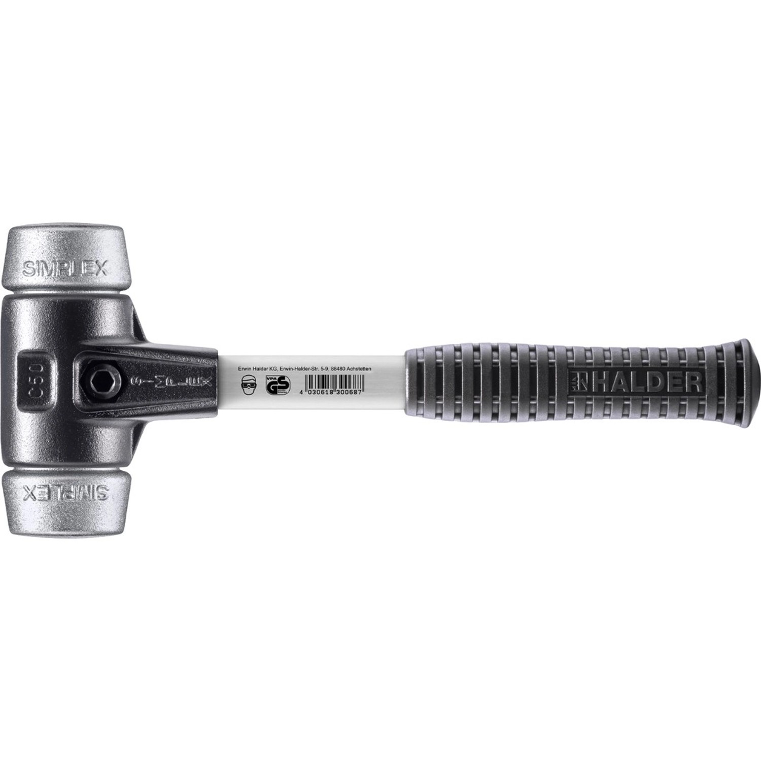 Halder Simplex Schonhammer Ø 50 mm Weichmetall mit Verstärktem Tempergussgehäuse und FiberglasStiel Halder Simplex Schonhammer Ø 50 mm Weichmetall mit Verstärktem Tempergussgehäuse und FiberglasStiel von Halder