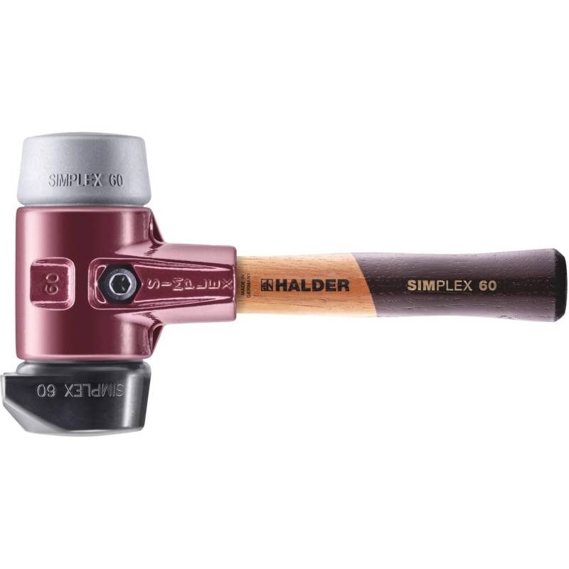 Halder Simplex Schonhammer Ø 60 mm Gummi Schwarz TPE-mid Grau mit Standfuß Kurzer Stiel mit Tempergussgehäuse Halder Simplex Schonhammer Ø 60 mm Gummi Schwarz TPE-mid Grau mit Standfuß Kurzer Stiel mit Tempergussgehäuse von Halder
