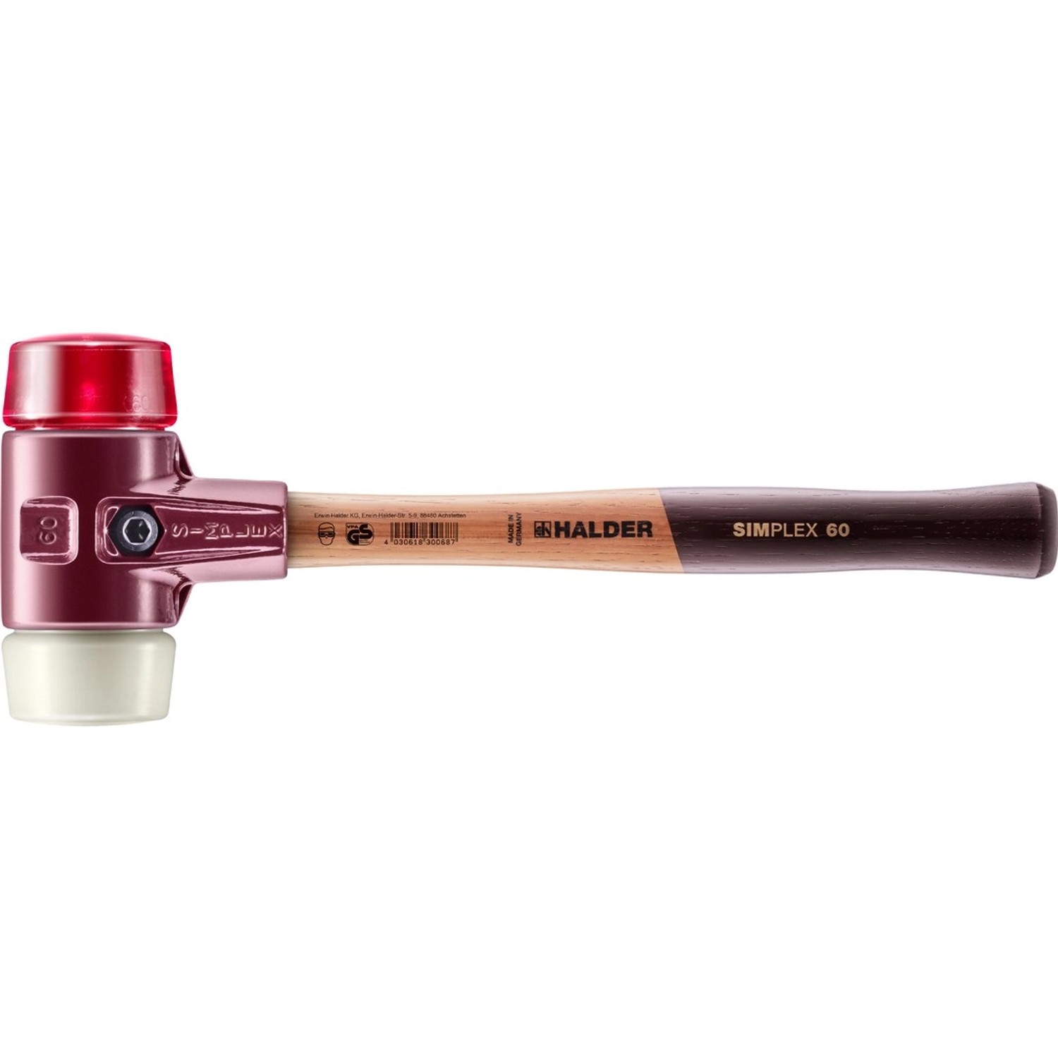 Halder Simplex Schonhammer Ø 60 mm Plastik Rot Nylon mit Tempergussgehäuse Halder Simplex Schonhammer Ø 60 mm Plastik Rot Nylon mit Tempergussgehäuse von Halder