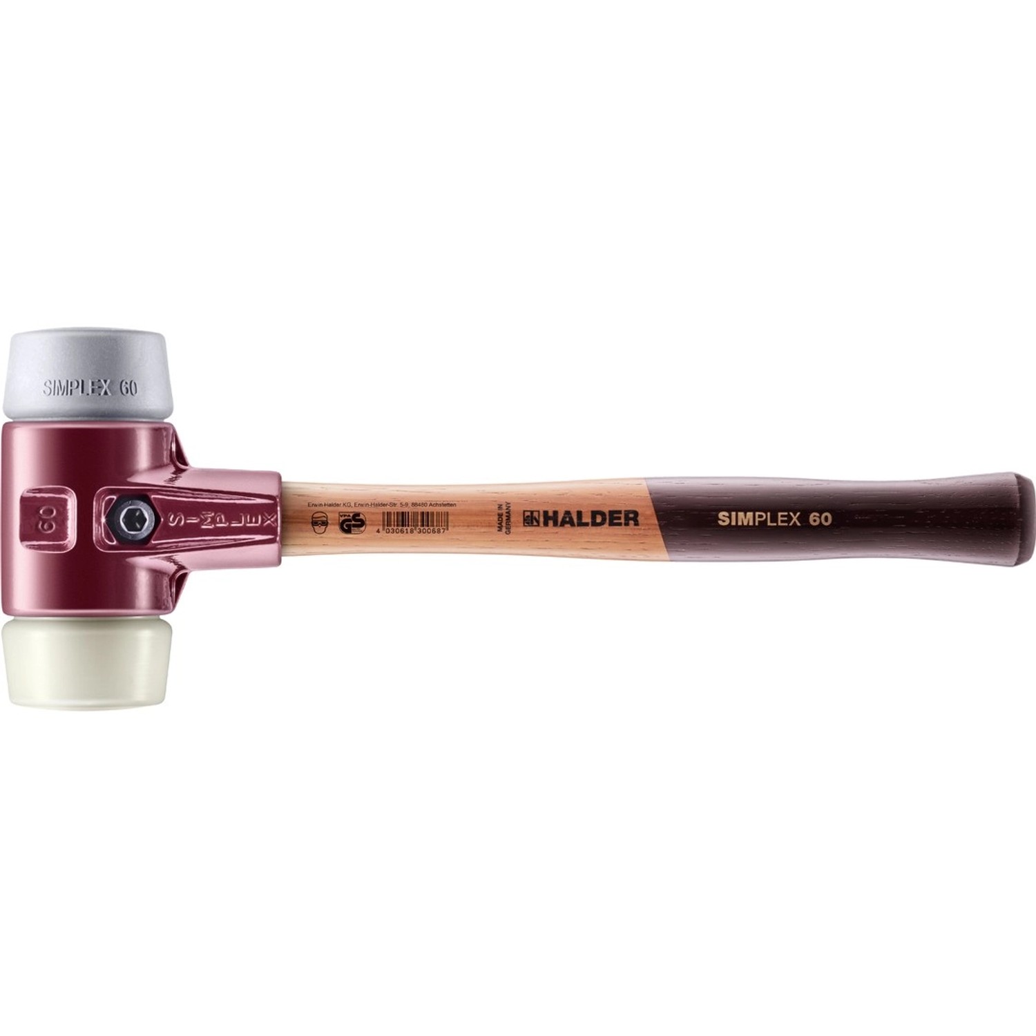 Halder Simplex Schonhammer Ø 60 mm TPE-mid Grau Nylon mit Tempergussgehäuse Halder Simplex Schonhammer Ø 60 mm TPE-mid Grau Nylon mit Tempergussgehäuse von Halder