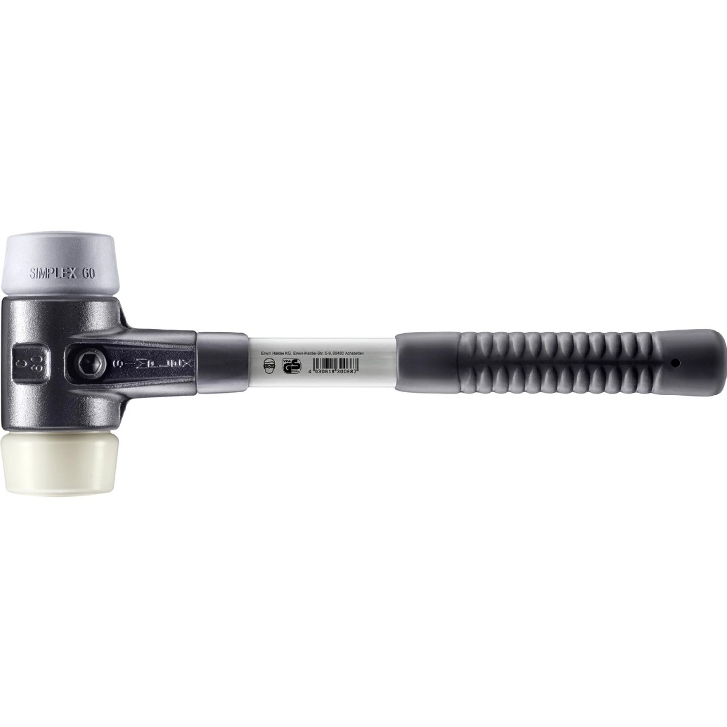 Halder Simplex Schonhammer Ø 60 mm TPE-mid Grau Nylon mit Verstärktem Tempergussgehäuse und FiberglasStiel Halder Simplex Schonhammer Ø 60 mm TPE-mid Grau Nylon mit Verstärktem Tempergussgehäuse und FiberglasStiel von Halder