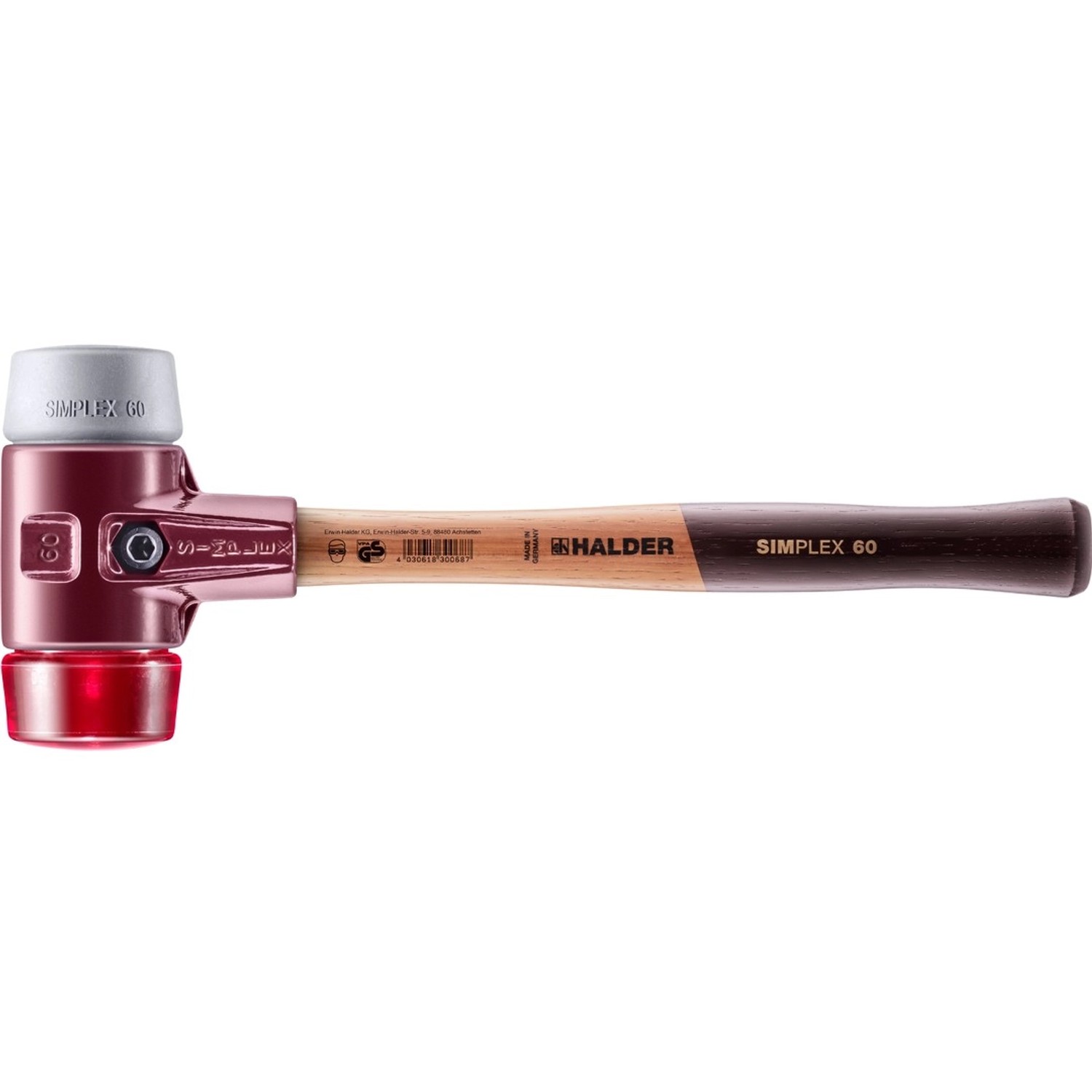 Halder Simplex Schonhammer Ø 60 mm TPE-mid Grau Plastik Rot mit Tempergussgehäuse Halder Simplex Schonhammer Ø 60 mm TPE-mid Grau Plastik Rot mit Tempergussgehäuse von Halder