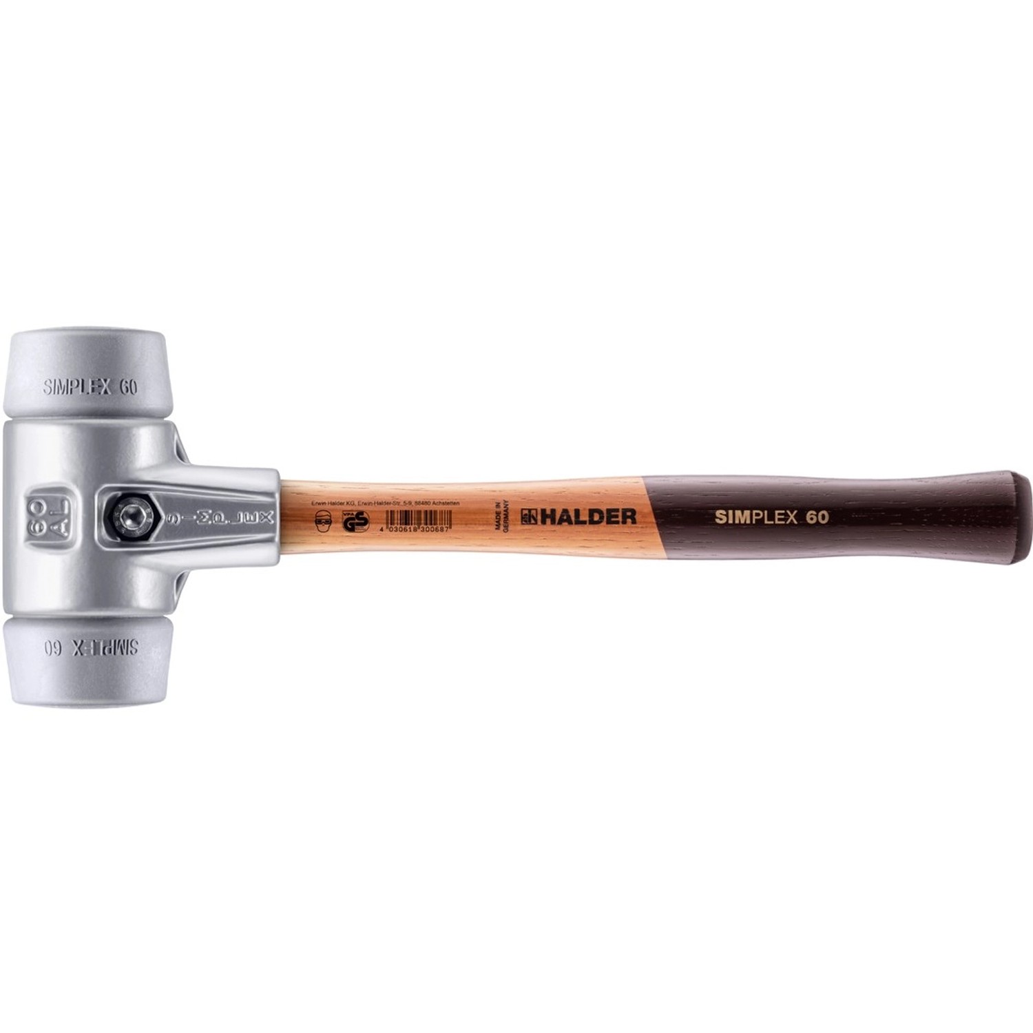 Halder Simplex Schonhammer Ø 60 mm TPE-mid Grau mit Aluminiumgehäuse Halder Simplex Schonhammer Ø 60 mm TPE-mid Grau mit Aluminiumgehäuse von Halder