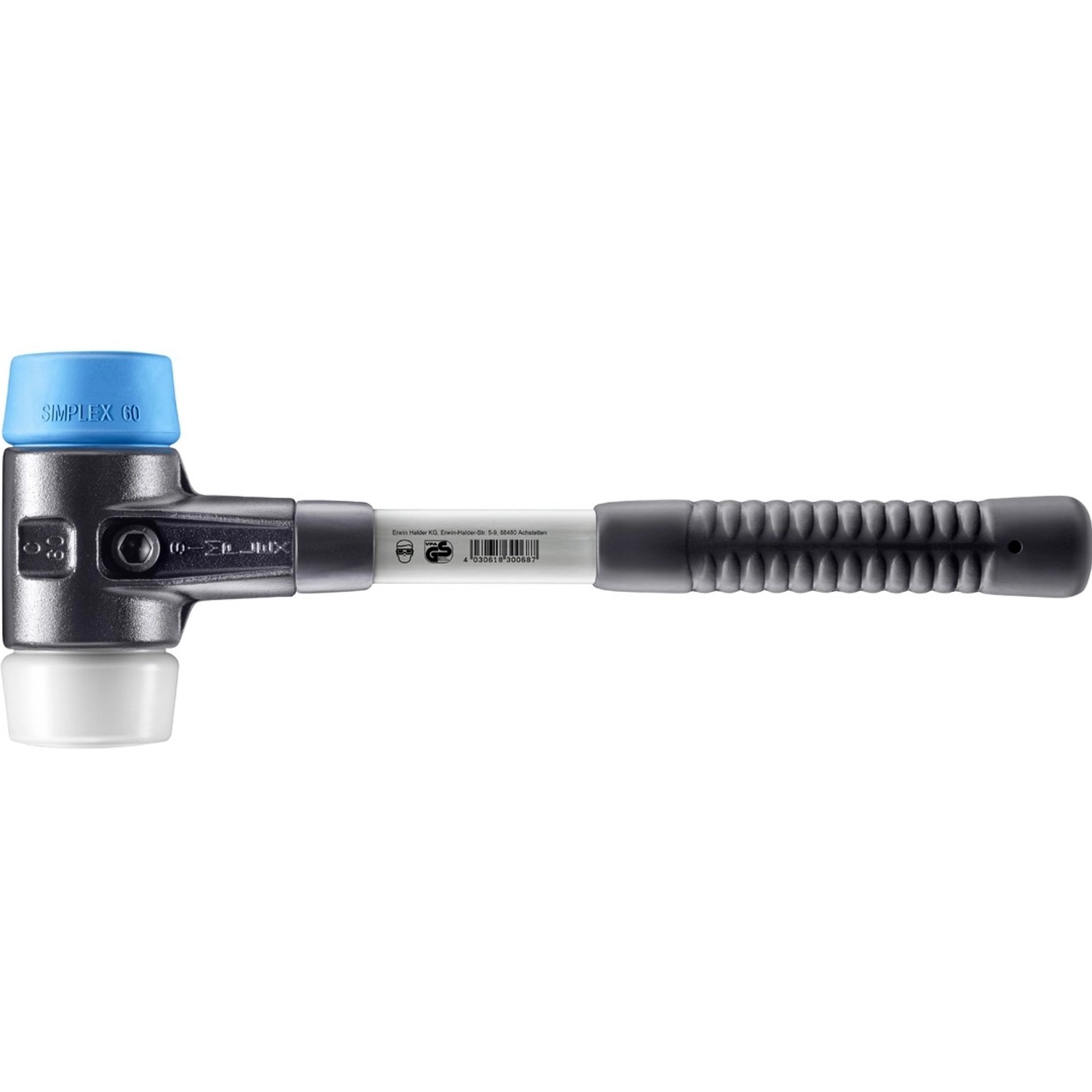 Halder Simplex Schonhammer Ø 60 mm TPE-soft Blau Superplastik mit Verstärktem Tempergussgehäuse und FiberglasStiel Halder Simplex Schonhammer Ø 60 mm TPE-soft Blau Superplastik mit Verstärktem Tempergussgehäuse und FiberglasStiel von Halder