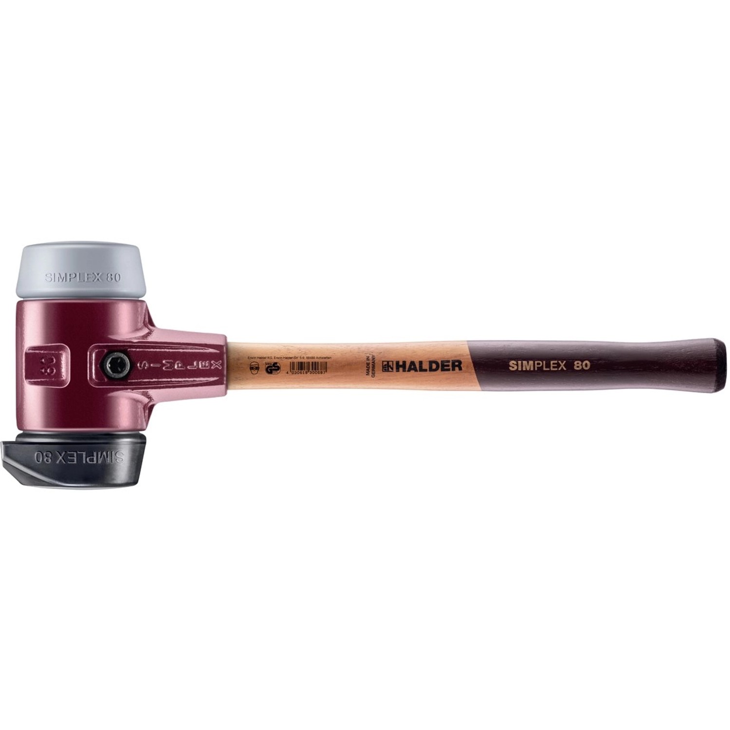 Halder Simplex Schonhammer Ø 80 mm Gummi TPE-mid Grau mit Standfuß und Termpergussgehäuse Halder Simplex Schonhammer Ø 80 mm Gummi TPE-mid Grau mit Standfuß und Termpergussgehäuse von Halder