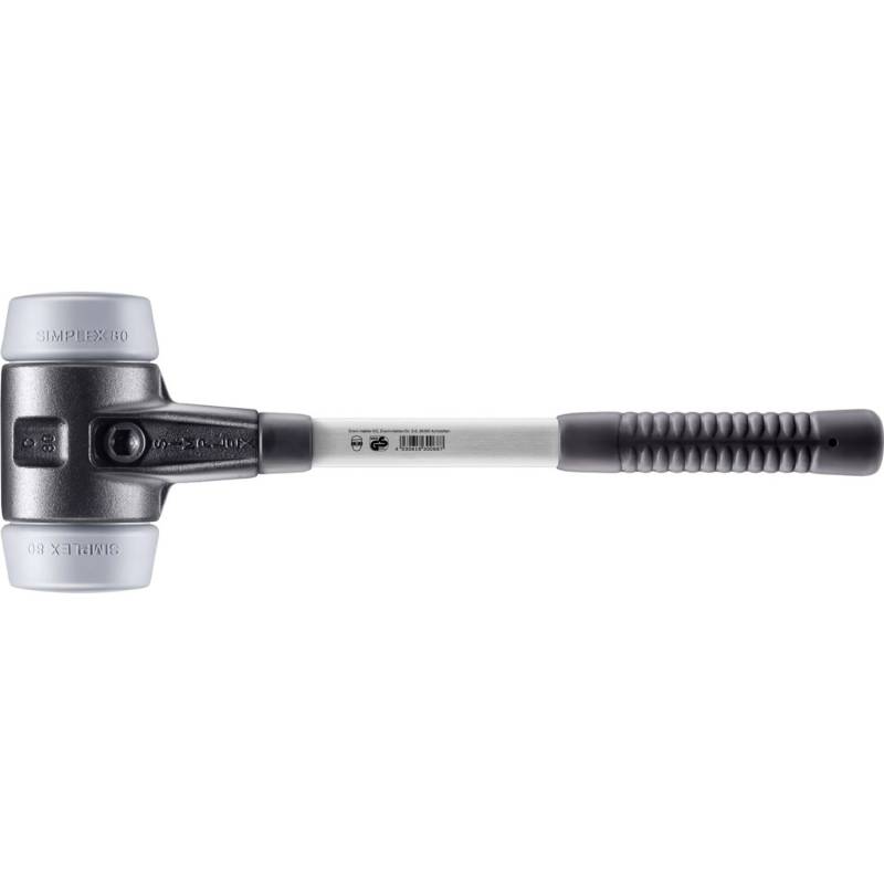 Halder Simplex Schonhammer Ø 80 mm TPE-mid Grau mit Verstärktem Tempergussgehäuse und FiberglasStiel Halder Simplex Schonhammer Ø 80 mm TPE-mid Grau mit Verstärktem Tempergussgehäuse und FiberglasStiel von Halder