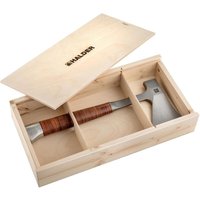 Handbeil, mit Ledergriff, inkl. hochwertiger Ledergürteltasche als Schneidschutz in attraktiver Geschenk-Holzbox 3555s001 von Halder