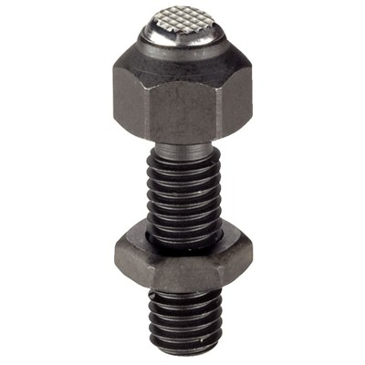 Pendelauflagen, verstellbar, mit selbsttätiger Rückstellung/mit abgeflachter Kugel, Auflagefläche geriffelt | d1=M16 / Vergütungsstahl | 22741.0324 von Halder