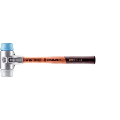 SIMPLEX-Schonhammer, TPE-soft / TPE-mid, mit Aluminiumgehäuse und hochwertigem Holzstiel | D=40 mm | 3113.040 von Halder