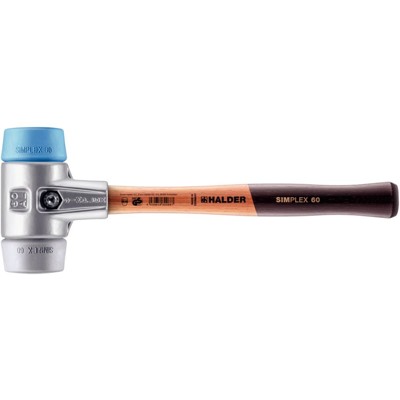 SIMPLEX-Schonhammer, TPE-soft / TPE-mid, mit Aluminiumgehäuse und hochwertigem Holzstiel | D=60 mm | 3113.060 von Halder