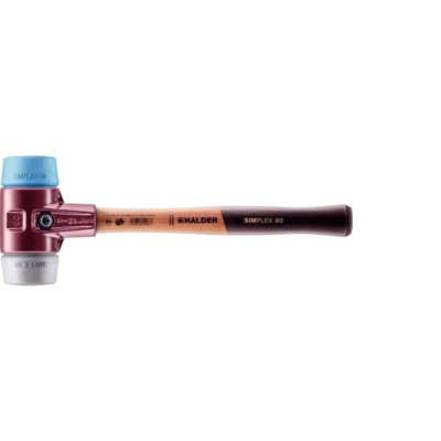 SIMPLEX-Schonhammer, TPE-soft / TPE-mid, mit Tempergussgehäuse und hochwertigem Holzstiel | D=60 mm | 3013.060 von Halder