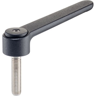 Verstellbare Flachspannhebel, mit Schraube, rostfreier Stahl | d1=32 mm / d2=M10 / l1=50 mm / schwarz | 24441.0670 von Halder