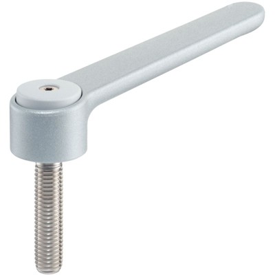Verstellbare Flachspannhebel, mit Schraube, rostfreier Stahl | d1=40 mm / d2=M12 / l1=40 mm / silber | 24441.1730 von Halder