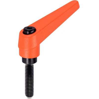 Verstellbare Klemmhebel, mit Andrückschraube/mit Kunststoff-Druckzapfen | d1=18 mm / d2=M10 / l1=40 mm / orange | 24410.0471 Verstellbare Klemmhebel, mit Andrückschraube/mit Kunststoff-Druckzapfen | d1=18 mm / d2=M10 / l1=40 mm / orange | 24410.0471 von Halder