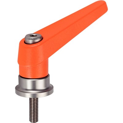 Verstellbare Klemmhebel, mit Axiallager aus rostfreiem Stahl, mit Schraube | d1=30 mm / d2=M12 / l1=34 mm / orange | 24420.1330 von Halder