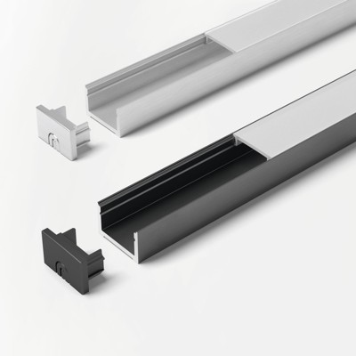 Möbel-Einbauprofil,L 2000mm, ChannelLine D2, schwarz, Abd. opal von Halemeier