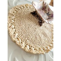 Tischset Gehäkelt Aus Raffia Garn .35cm Platzdeckchen , Handgefertigtes Landhaus Style, Boho-Stil von Halesknittingworld