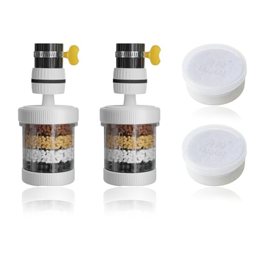 2 Stück Wasserfilter Wasserhahn 360° Wasserhahn Filter 6 Filterschichten, Mit 20 Stück Filterwatte, Für Zuhause, Küche, Waschbecken, Badezimmer von Half Forest