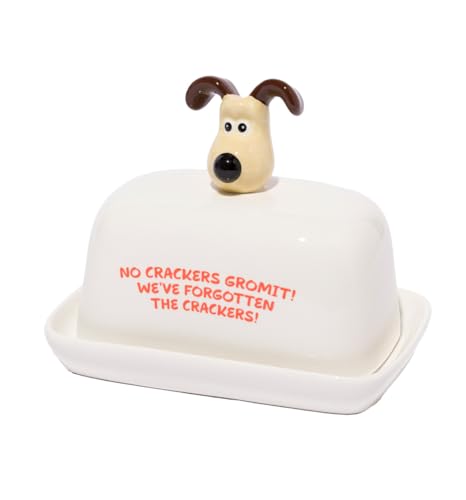 Half Moon Bay Wallace and Gromit Keramik-Butterdose | Butterdose mit Deckel aus Keramik | Wallace and Gromit Gifts & Wallace and Gromit Merchandise | Keramik-Butterdose mit Deckel mit Gromit von Half Moon Bay