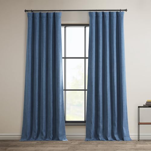 HPD Half Price Drapes BOCH-LN185-P Raumverdunkelungsvorhänge aus Kunstleinen für Schlafzimmer (1 Panel), 50 x 108, Denim von HPD Half Price Drapes