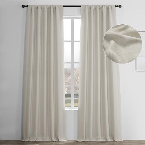 HPD Half Price Drapes BOCH-LN185-P Vorhänge aus Leinenimitat für Schlafzimmer (1 Panel), Polyester-Mischung, Birke, 50 X 120 von HPD Half Price Drapes