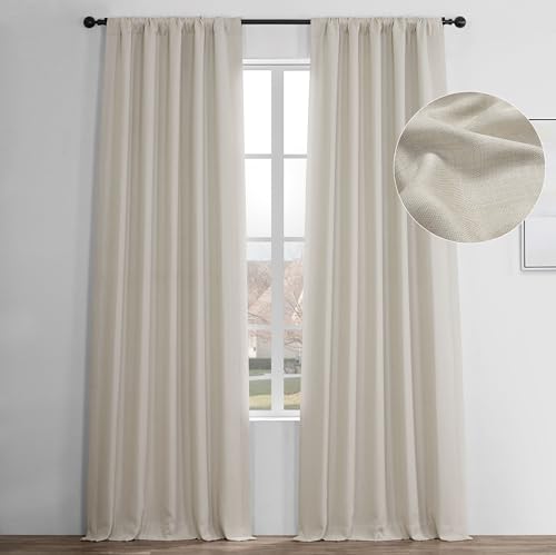 HPD Half Price Drapes BOCH-LN185-P Verdunkelungsvorhänge aus Leinenimitat, 213 cm lang, luxuriöse Leinenvorhänge für Schlafzimmer und Wohnzimmer (1 Paneel), 127 x 213 cm, Birke, Leinen, 50 X 84 von HPD Half Price Drapes