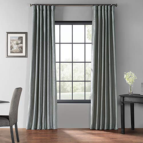 HPD Half Price Drapes PDCH-KBS7BO-84 Verdunklungsvorhang, Vintage-Stil, strukturiert, Dupioni-Kunststoff, 1 Panel, Polyester-Mischung, Storm Grey, 50 in x 84 in von HPD Half Price Drapes