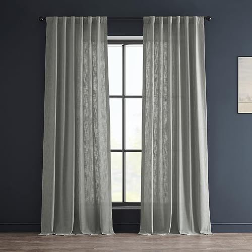 halben Preis Drapes schwere Leinenoptik Vorhang, Esche grau, 50 x 96 von HPD Half Price Drapes