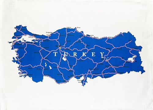 Half a Donkey Großes Geschirrtuch aus Baumwolle mit Karte der Türkei von Half a Donkey