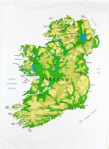 Half a Donkey Großes Geschirrtuch aus Baumwolle mit Karte von Süd- und Nordirland von Half a Donkey