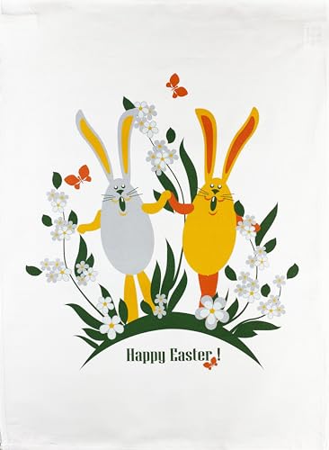 Half a Donkey Happy Easter from The Easter Bunnies Großes Geschirrtuch aus Baumwolle von Half a Donkey