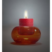 70Er Jahre Modern Style Fein Orange Glas Kerzenhalter - Gl von Halfearcat