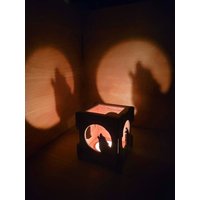 Windlicht Wolf, Teelichthalter Holzdeko, Wolf Geschenke von HalfmoonNestWorks