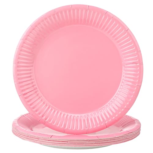 20 Stück Pappteller,Einwegteller Rosa,17.8 cm/7 inch Rund Party Pappteller Set,Pappteller Geburtstag Pappteller Kindergeburtstag,Partygeschirr Set für Hochzeit Geburtstag Party von Halinuia