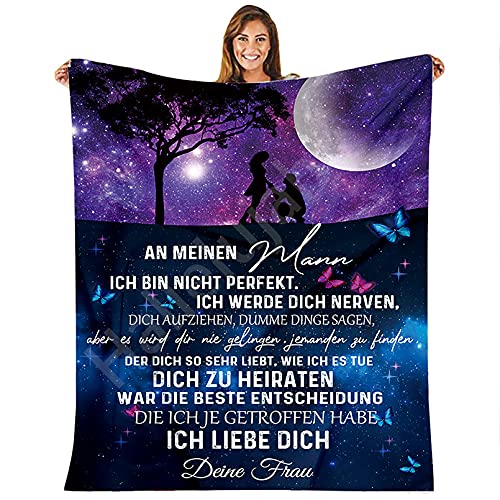 Decke Nachricht Brief Flauschige Kuscheldecke, An Meine Mann Personalisierte hochwertige Wohndecken super warm weiche Fleecedecke als Sofaüberwurf/Wohnzimmerdecke,Geburtstag Geschenk,Weihnachten von Hallelujah