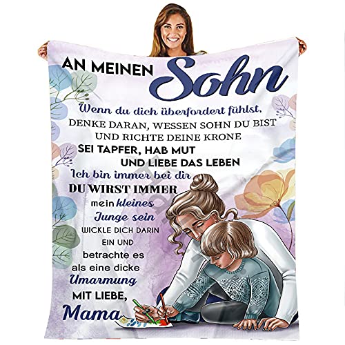 Flauschige Kuscheldecke – An Meine Sohn hochwertige Wohndecke, Personalisierte Nachricht Brief Decke, super weiche Fleecedecke, Sofadecke, Tagesdecke oder Wohnzimmerdecke, Geburtstag ,Weihnachten von Hallelujah