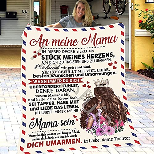 Hallelujah Decke An Meine Mama, Kuscheldecke für Mama Von Tochter Personalisierte Geschenke Mutter zu Tochter Briefdecke Deutsch Brief Gedruckt Decken Geschenke für Weihnachten Geschenke von Hallelujah