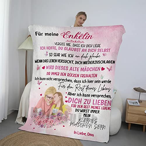 Hallelujah Personalisierte Decke Geschenke Für Enkelin Von Oma, Kuscheldecke Flanell Flauschig An Meinen Enkel, Witziges Brief Gedruckt Decken Geschenke für Weihnachten Geburtstag Graduierung von Hallelujah