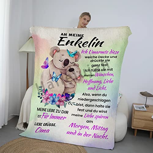 Hallelujah Personalisierte Decke Geschenke Für Enkelin Von Oma, Kuscheldecke Flanell Flauschig An Meinen Enkel, Witziges Brief Gedruckt Decken Geschenke für Weihnachten Geburtstag Graduierung von Hallelujah