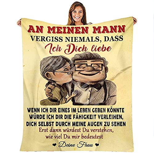 Kuscheldecke, Super Weich und Flauschig Decke,An Meine Mann Hochwertige Flanell Brief Fleecedecke, Wohndecke Fleecedecke, Wärme Kuscheldecke/Sofaüberwurf Decke/Wohndecke/Bettüberwurf/Couchdecke von Hallelujah