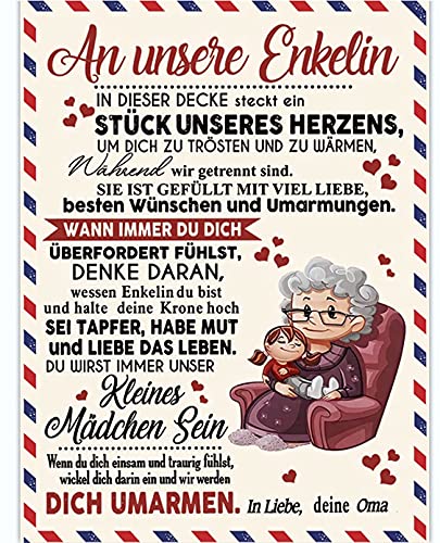 kuscheldecke Personalisierte, Nachricht Briefe Decke, An Meinen Enkelin Flanell Decke, Superweicher Winter Warmer Decke Gedruckte Quilts Decke für Sofa Schlafzimmer Wohnen von Hallelujah