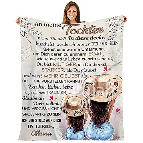 kuscheldecke flauschig, An Meine Tochter Personalisierte Nachricht Brief Geburtstag Geschenke Decke,Super weich Mikrofaser Flanelldecke, Mutter zu Tochter Positive Ermutigung und Liebe Tochter von Hallelujah