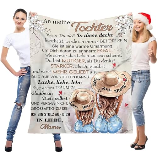 kuscheldecke flauschig, An Meine Tochter Personalisierte Nachricht Brief Geburtstag Geschenke Decke,Super weich Mikrofaser Flanelldecke, Mutter zu Tochter Positive Ermutigung und Liebe Tochter von Hallelujah