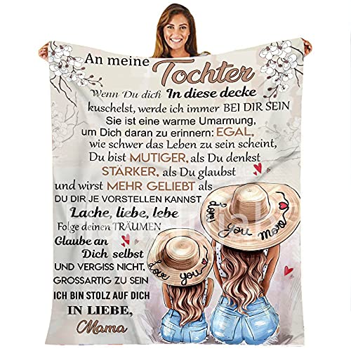 kuscheldecke flauschig, An Meine Tochter Personalisierte Nachricht Brief Geburtstag Geschenke Decke,Super weich Mikrofaser Flanelldecke, Mutter zu Tochter Positive Ermutigung und Liebe Tochter von Hallelujah