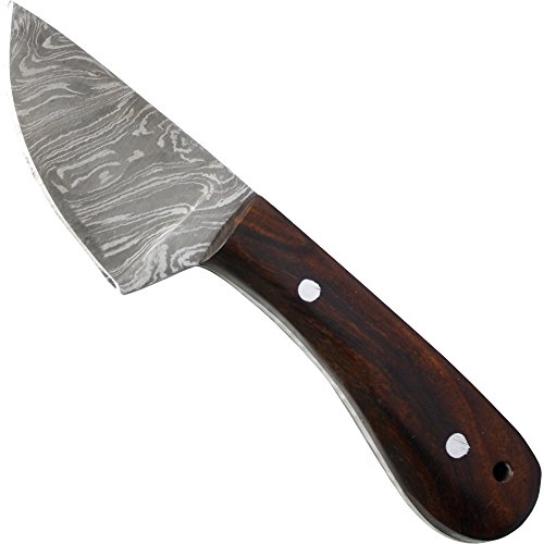 Martinez Albainox kleines Skinner Messer mit Damastholzgriff und mittelalterlicher Lederscheide von Haller