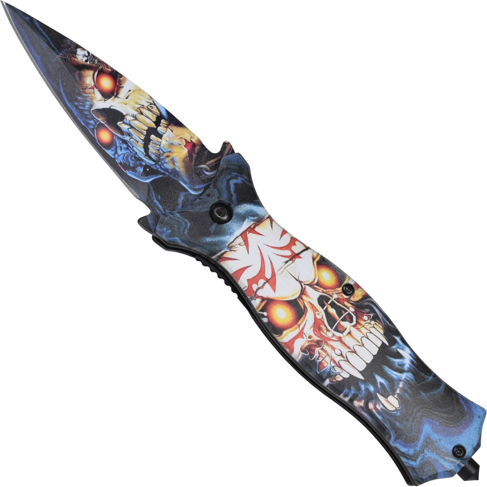 Stiletto Taschenmesser Blue Skull mit Glasbrecher von Haller