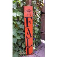 Glücklich Fall 5Ft Reversible Holz Zeichen Eingang Beunruhigt Rustikale Primitive Herbst Dekoration Extra Große Übergroße Veranda Geschenk von HalliesCollectibles
