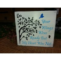 Ihre Flügel Waren Bereit, Aber Mein Herz War Nicht Notleidenden Holz Zeichen Kondolenzschreiben Geschenk Memorial Sympathie Schild Art von HalliesCollectibles