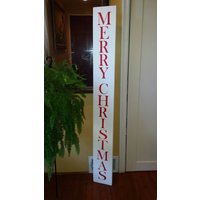 Merry Christmas Holz Veranda Schild 5 Ft. Eingang Wende Vertikal Distressed Rustikal Extra Großes Oversized Primitive Dekor Merry Christmas Holz Veranda Schild 5 Ft. Eingang Wende Vertikal Distressed Rustikal Extra Großes Oversized Primitive Dekor von HalliesCollectibles
